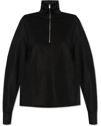Jil Sander Sweatshirt With Standing Collar, - Black