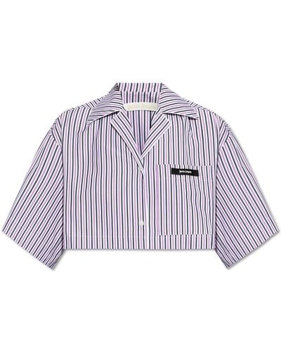 Palm Angels Short Striped Pattern Shirt - Purple