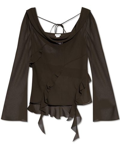 Acne Studios Top With Ruffles, - Brown
