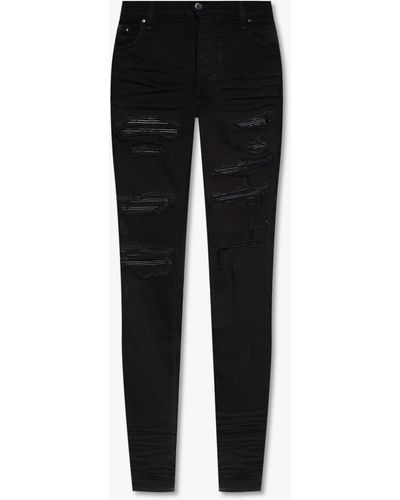 Amiri Jeans With Leather Inserts - Black