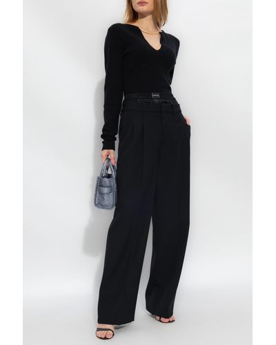 Alexander Wang Pleat-Front Pants With Logo - Black