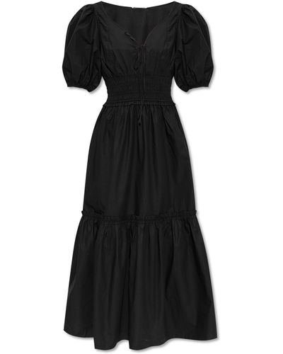 Ganni Cotton Dress, - Black