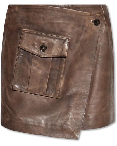 Herskind 'carolina' Leather Skirt, - Brown