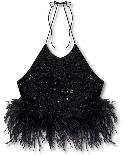 Oséree Top With Feathers, ' - Black