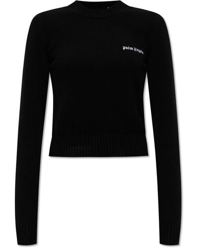 Palm Angels Sweater With Logo, - Black
