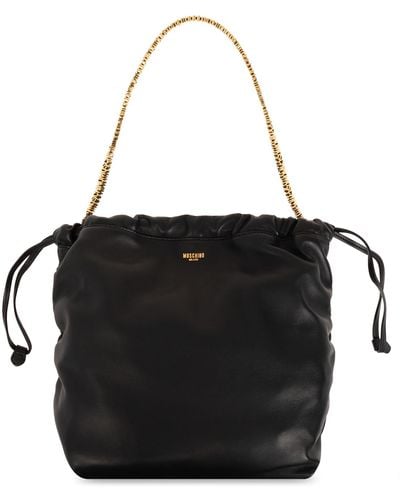 Moschino Leather Shoulder Bag, - Black