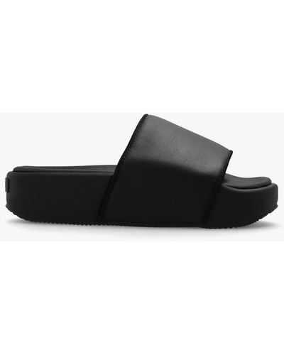 Y-3 Leather Platform Slides - Black