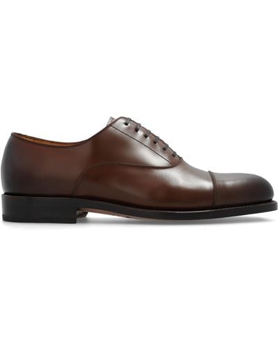 Ferragamo Leather Oxford Shoes, - Brown