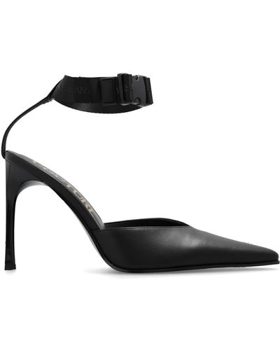 Versace Stiletto Court Shoes With Logo - Black
