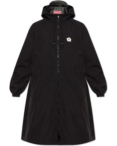 KENZO Rain Jacket With Logo, - Black