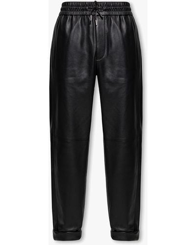 Saint Laurent Leather Straight-leg Trousers - Black