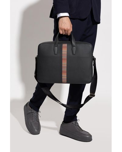 🌈 Paul Smith Pebble Leather & Seatbelt Webbing Briefcase Folio Messenger  Bag