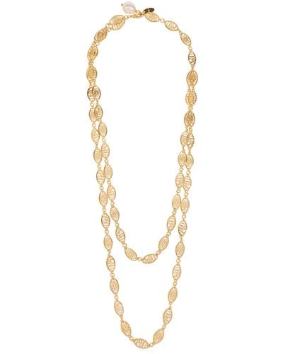 Chloé Double Brass Necklace - Metallic