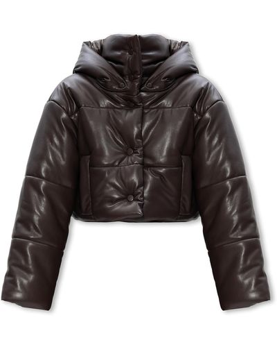 Nanushka 'aveline' Puffer Jacket From Vegan Leather, - Black