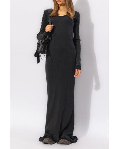 Balenciaga Ribbed Dress, - Black