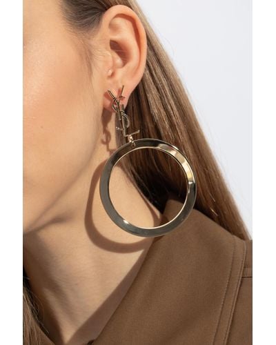 Saint Laurent Brass Earrings - Brown