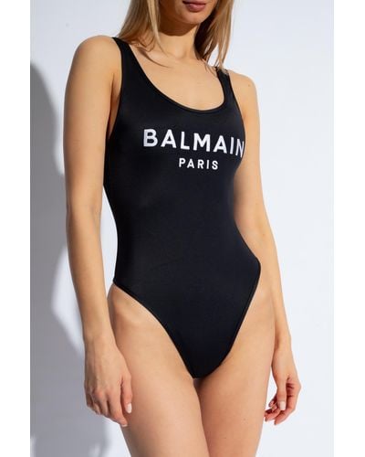 Balmain Logo Swimsuit - Black