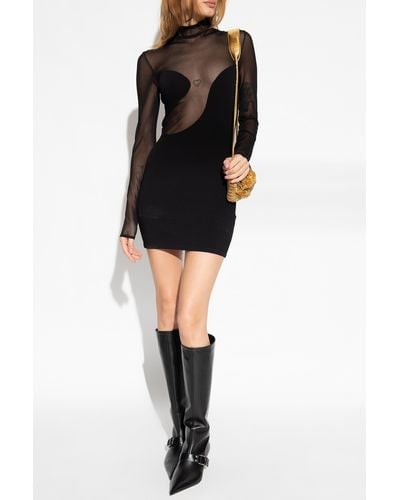 Nensi Dojaka Dress With Transparent Bodice - Black