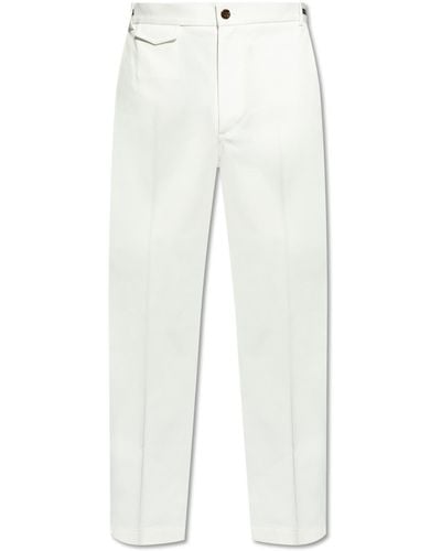 Gucci Pleat-front Cotton Trousers , - White