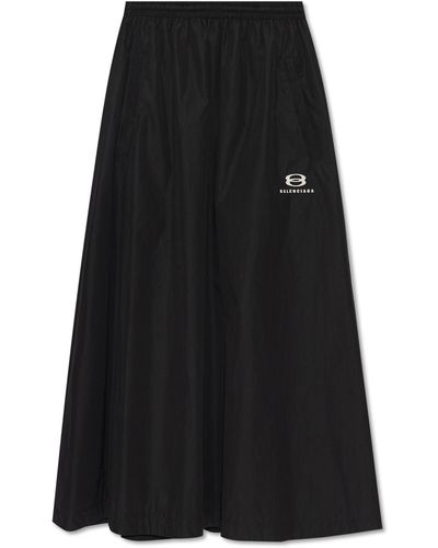 Balenciaga Skirt With Logo, - Black