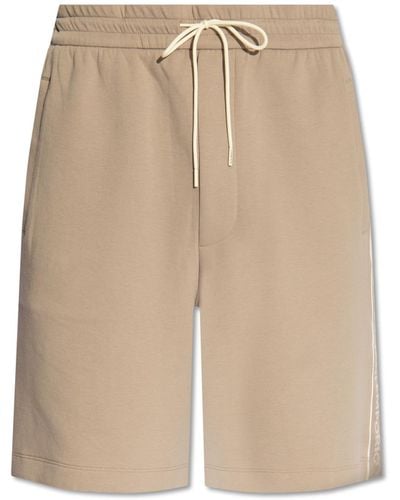 Emporio Armani Cotton Shorts With Logo, - Natural