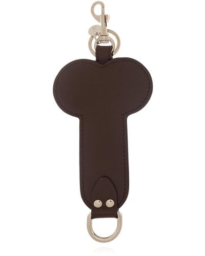 JW Anderson Keyring With Pendant, - Brown