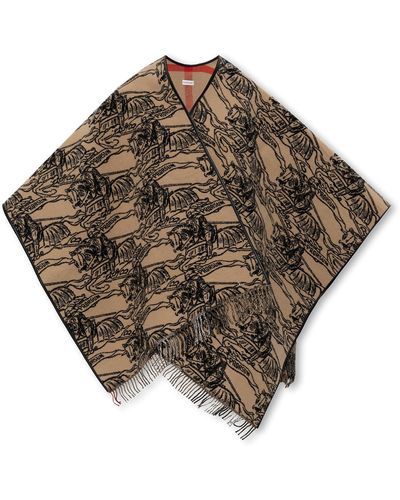 Burberry Wool Poncho - Brown