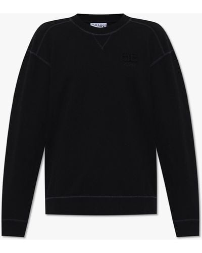 Ganni Sweatshirt With Logo - Black