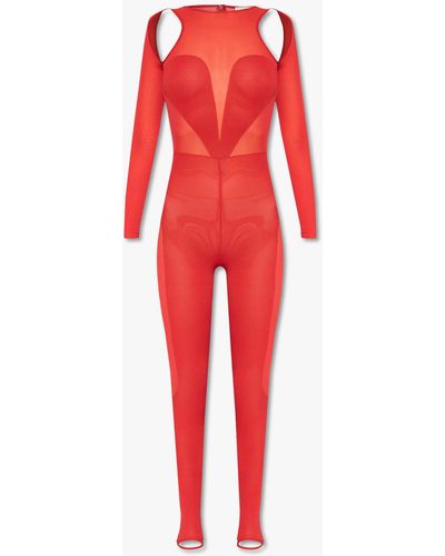 Alexander McQueen Cut-out Long-sleeve Jumpsuit - Red