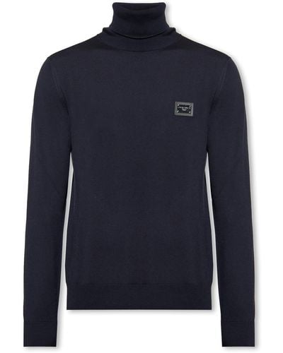 Dolce & Gabbana Wool Turtleneck Sweater - Blue