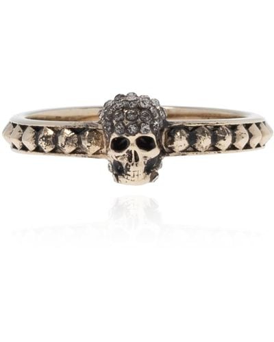 Alexander McQueen Ring With Skull Motif, - Metallic