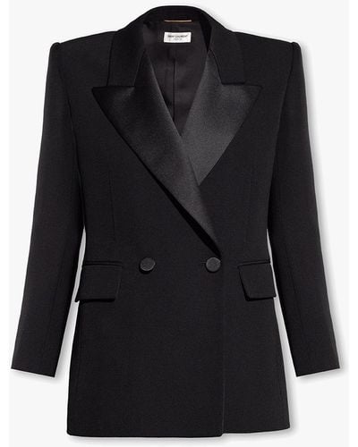 Saint Laurent Wool Tuxedo Blazer - Black