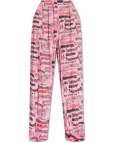 Balenciaga Printed Trousers, - Red
