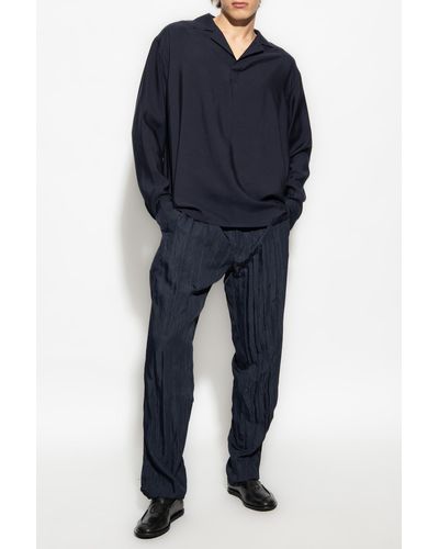 Giorgio Armani Textured Pants - Blue