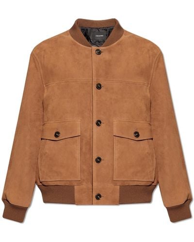 Yves Salomon Leather Jacket, - Brown