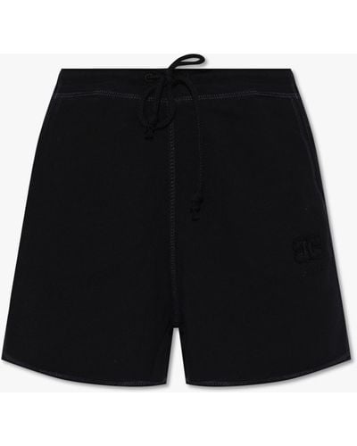 Ganni Shorts With Logo - Black