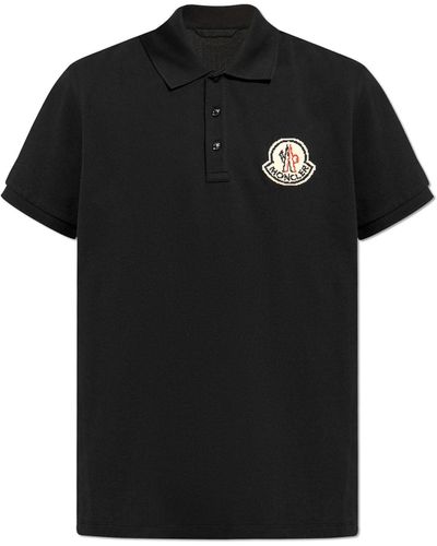 Moncler Polo With Logo Patch, - Black
