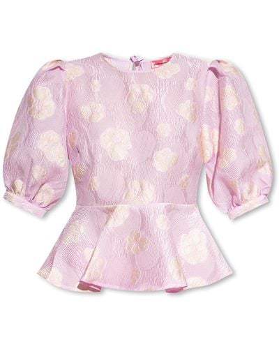 Custommade• 'sheena' Top With Floral Motif, - Pink