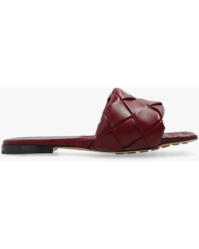 Bottega Veneta Burgundy 'lido' Leather Slides - Multicolour