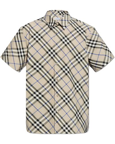 Burberry Check Pattern Shirt, - Natural
