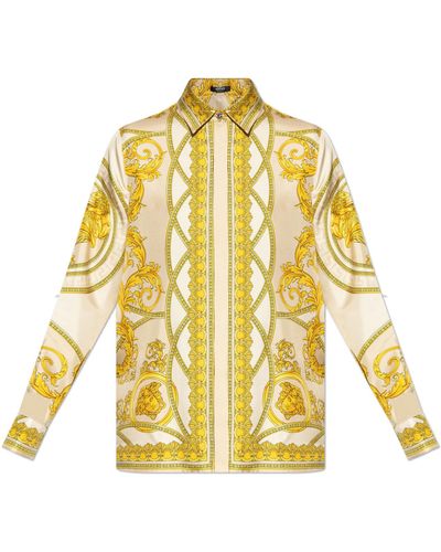 Versace Silk Shirt, - Yellow