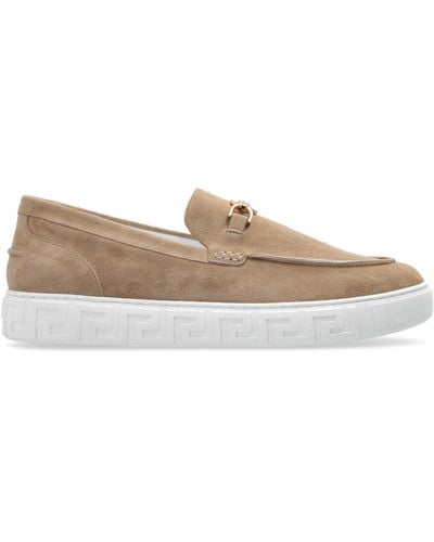 Versace Suede Loafers, - Natural