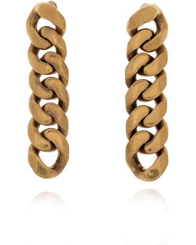 Balenciaga Earrings With Chain Motif, - Metallic