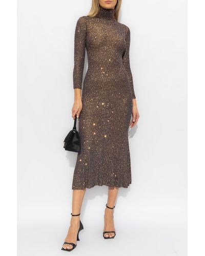 Balenciaga Sequinned Dress, - Brown