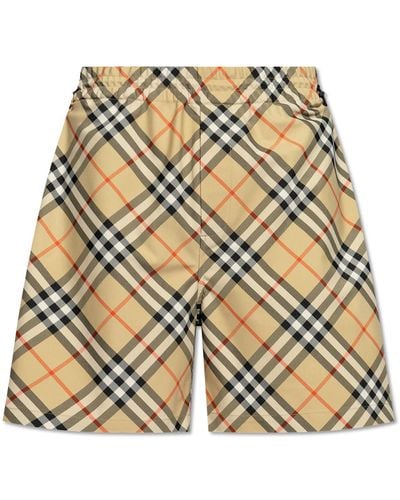 Burberry Checked Shorts, - White