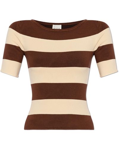 Posse Striped Pattern Top 'theo', - Brown