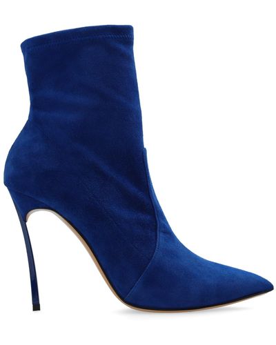 Casadei ‘Blade’ Suede Heeled Ankle Boots - Blue