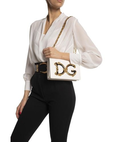 Dolce & Gabbana Dg Girls Leather Shoulder Bag - Natural