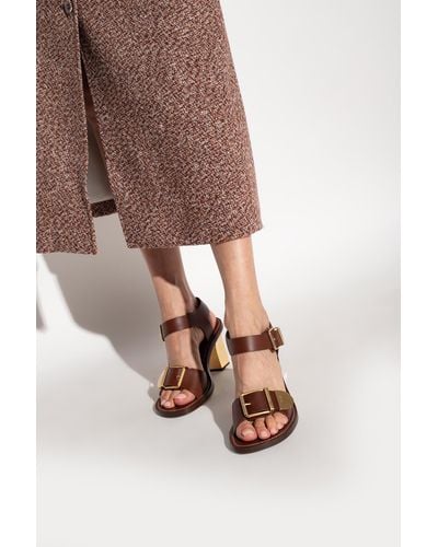Chloé Leather Heeled Sandals - Brown
