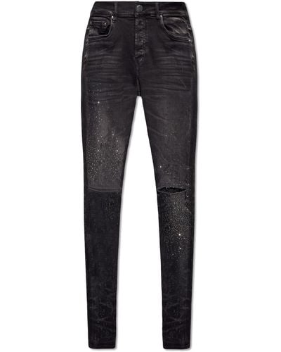 Amiri Jeans With Crystals, - Black